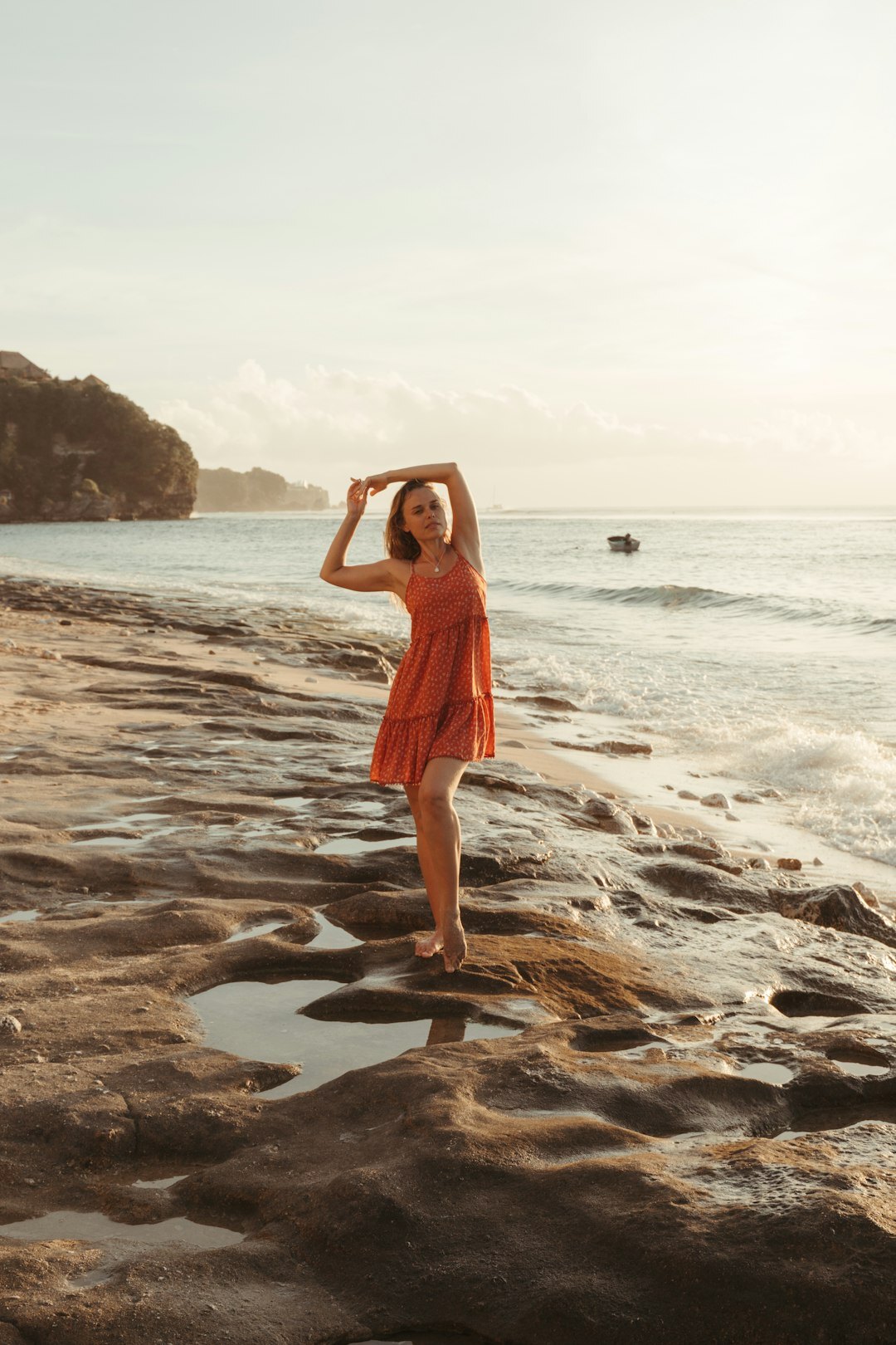 celebrity posing on beach
