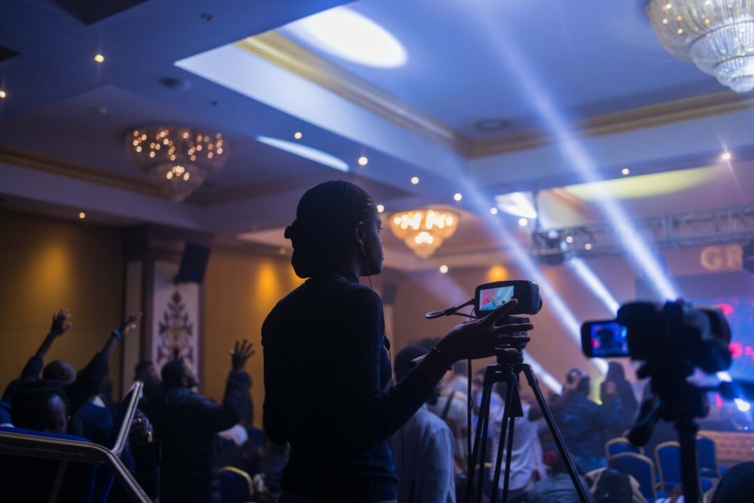 Crowd of photographers with cameras at an awards night